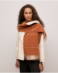 Trenery - Wool Check Reversible Scarf in Marshmallow