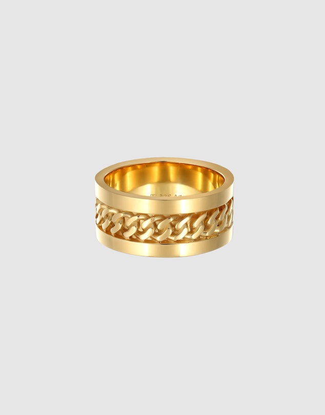 Elli Jewelry - Wide Chain Band Ring in Gold-Plated 925 Silver