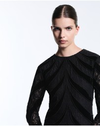Muma World - Zebra Embellished Long Sleeve Mini Dress