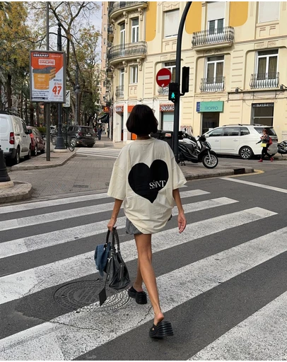 SSAINT - Heart Tee Cream & Black