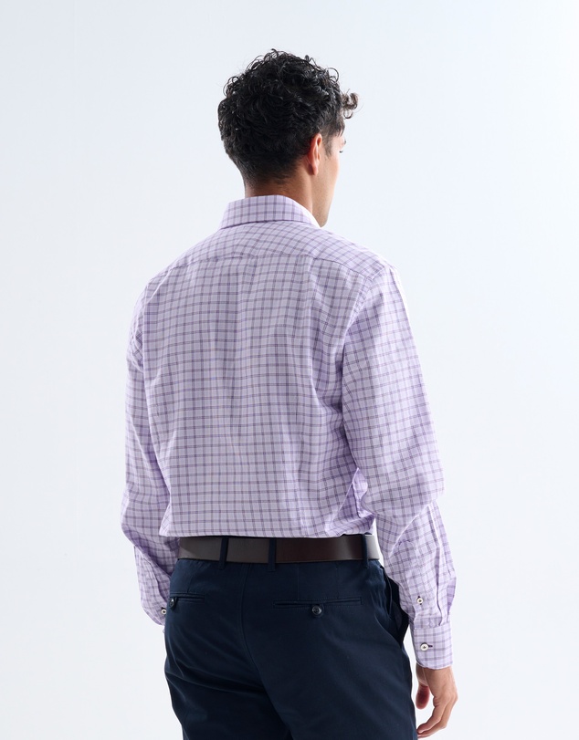 3 Wise Men - 3 Wise Men New York Purple Check Shirt