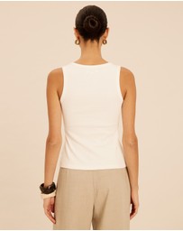 AERE - Ava Button Front Tank Top