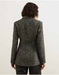 Atmos&Here - Beth Cinched Waist Tweed Blazer