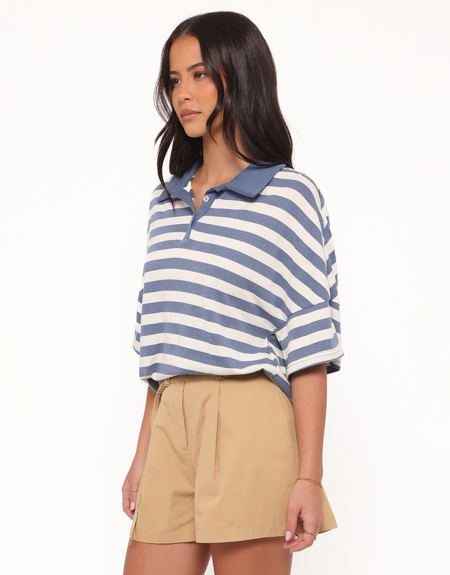 Petal & Pup - Sophia Short Sleeve Rugby Top - Blue/White Stripe