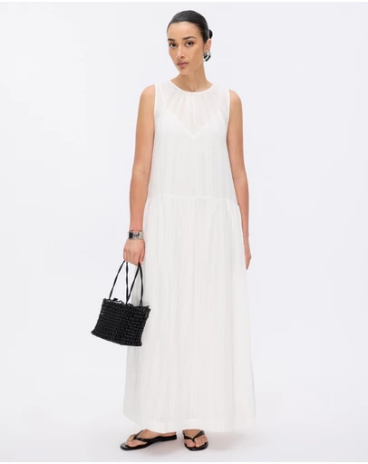 Minima Esenciales - Cordelia Self Stripe Resort Midi Dress