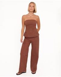 Petal & Pup - Dalia Eyelet Pant - Brown