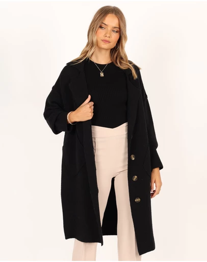 Petal & Pup - Ivy Button Front Coatigan - Black