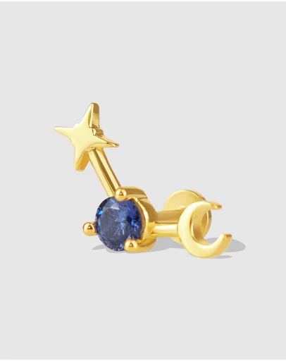 Wanderlust + Co - Birthstone Constellation Gold Flat Back Earring - Sep