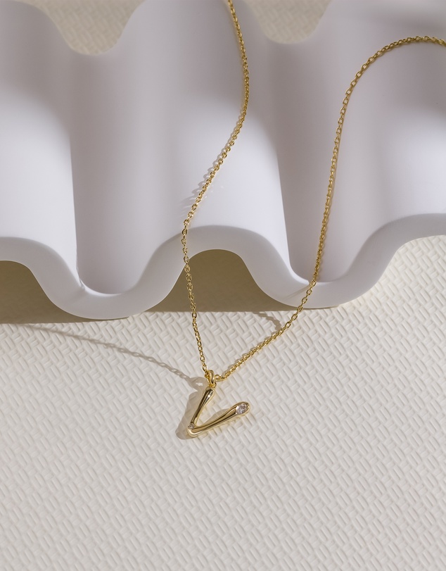 Wanderlust + Co - Alphabet Bubble Pendant Necklace - Letter V