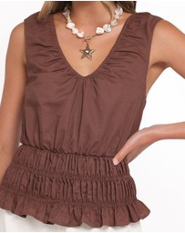 Petal & Pup - Lucilla Shirred Waist Top - Chocolate