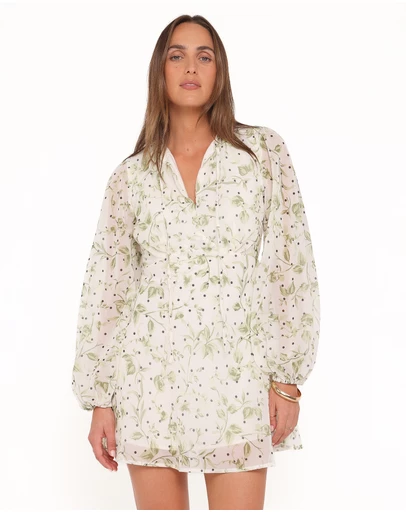 Petal & Pup - Aimee Mini Dress - Green Leaf