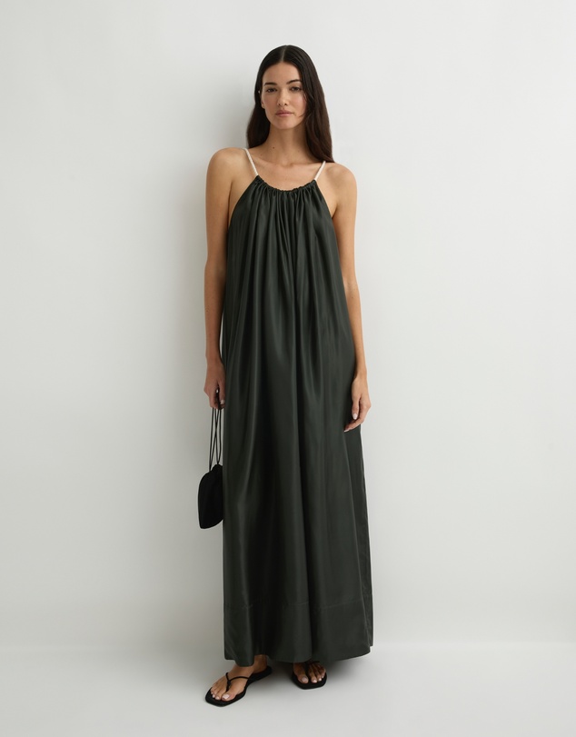 BONDI BORN - Como Tie-Neck Maxi Dress - Forest