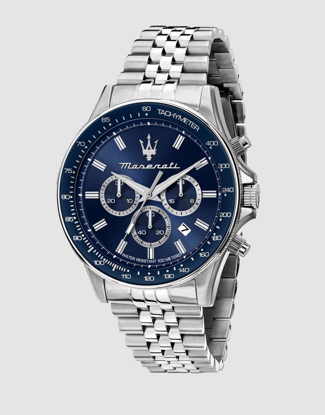 Maserati - Maserati Sfida Sport 44mm Chrono Blue Dial Stainless Steel Strap  Watch