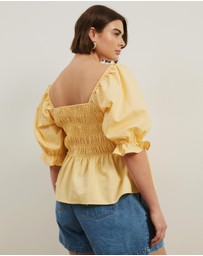 Atmos&Here Curvy - Elara Square Neck Peplum Blouse