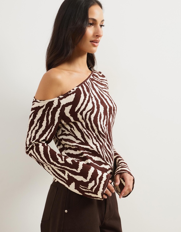 Atmos&Here - Mylie Bias Cut Zebra Print Top