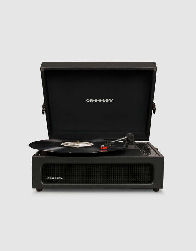 Crosley - Crosley Voyager Bluetooth Portable Turntable + Crosley Asheville Stand Bundle - Black