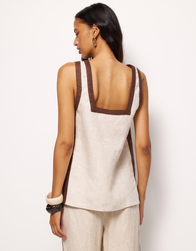 AERE - Ivy Contrast Detail Linen Top