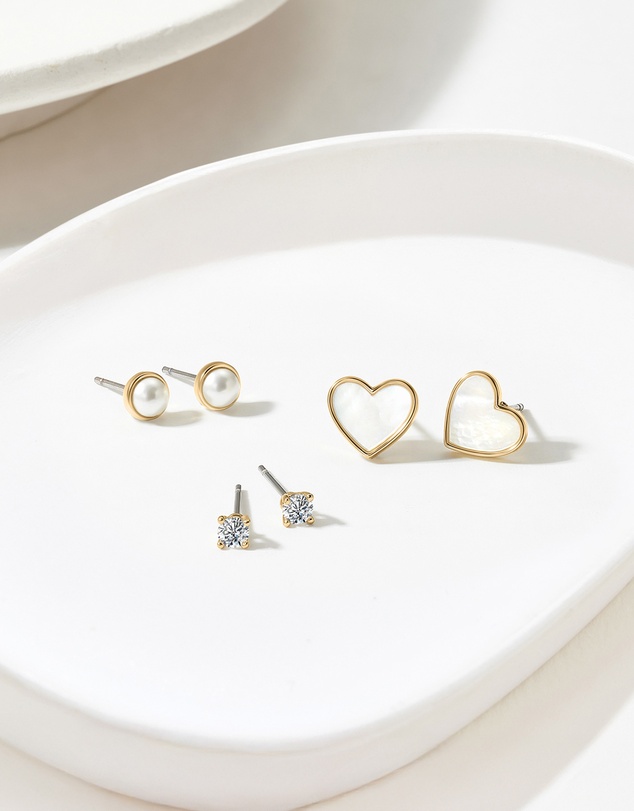 Mestige - Starlight Trio Earrings Set - 18K Gold Plated
