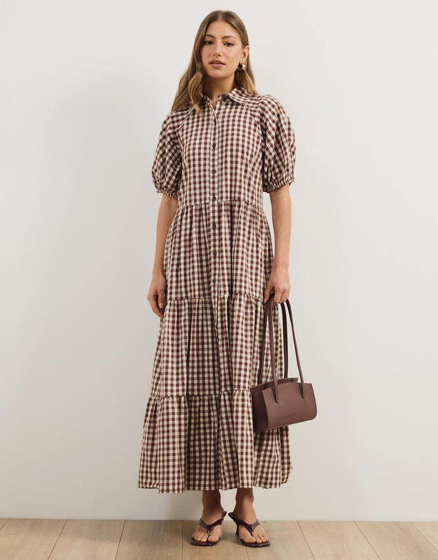 Atmos&Here - Alexis Tiered Button Through Midi Dress