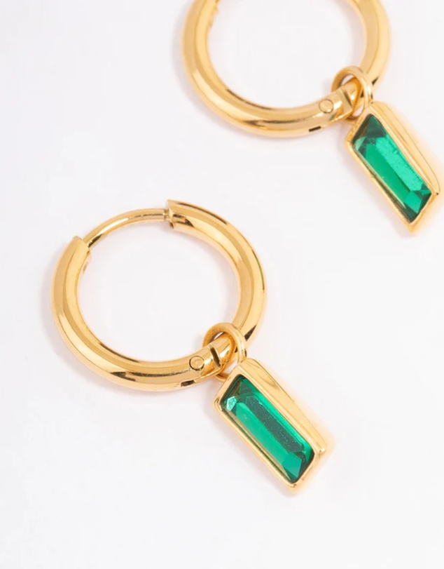 Lovisa - Waterproof Gold Plated Stainless Steel Classic Baguette Huggie Earrings