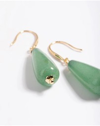 Lovisa - Gold Plated Green Aventurine Drop Earrings