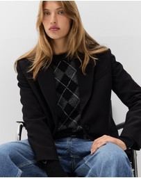 UNISON - Argyle Crew Neck Knit