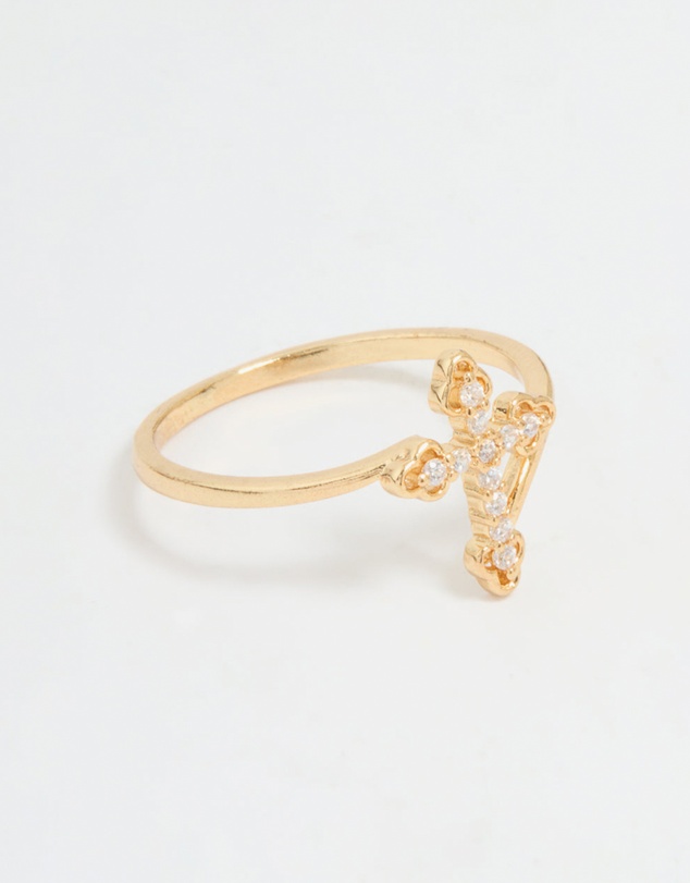 Lovisa - Gold Plated Cubic Zirconia Cross Ring