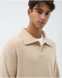 AERE - Wool Blend Oversized Collar Polo