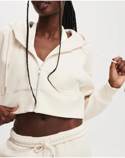 Cotton On Body Active - Plush Boxy Cropped Zip Through