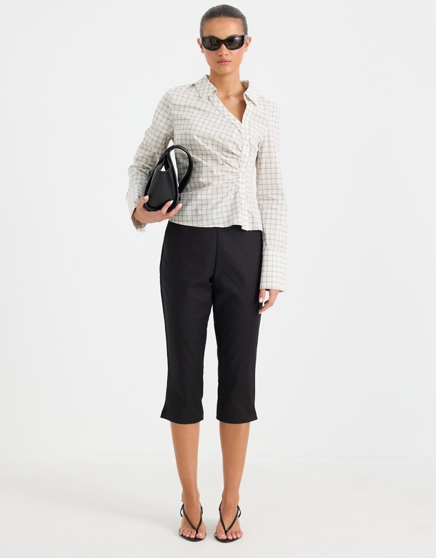 Calli - Caden Check Asymmetrical Button Through Shirt