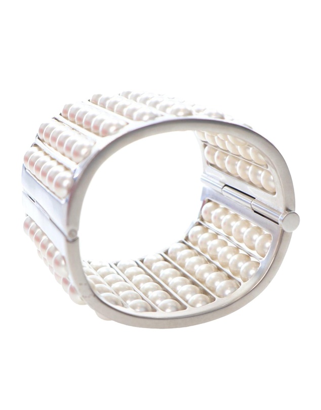 Pre-Loved by Azura Reborn - Pre-Loved Silver Plated Wide Pearl Cuff Bracelet
