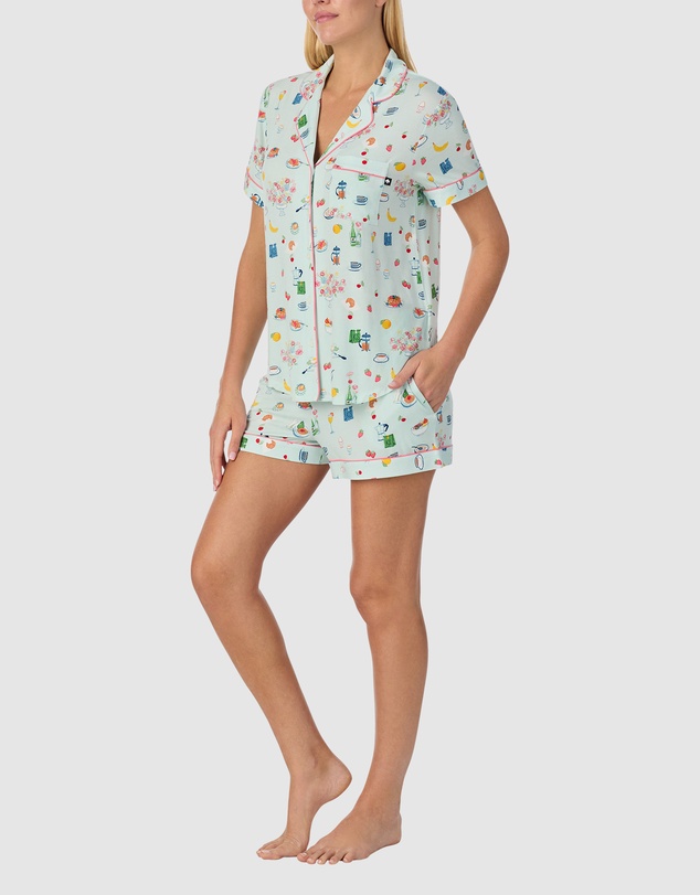 Kate Spade - Printed Modal Button Up Short Sleeve Short Pyjama Set
