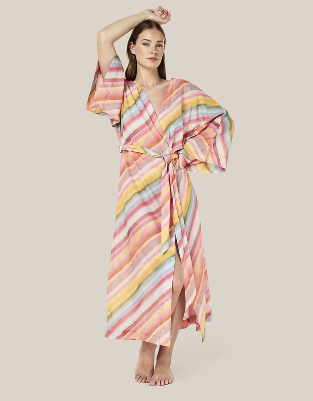 Papinelle - Sophie Stripe Maxi Kimono Robe