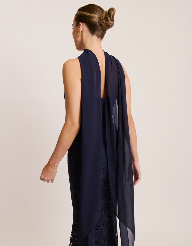 Six Stories - Lace Corset Maxi Dress with Neck Scarf