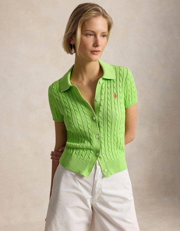 Polo Ralph Lauren - Cable Cotton Short-Sleeve Polo Cardigan - The ICONIC Exclusive