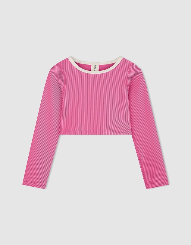 Zulu & Zephyr Mini - Mini Stripe Rib Crop Rashie - Kids-Teens