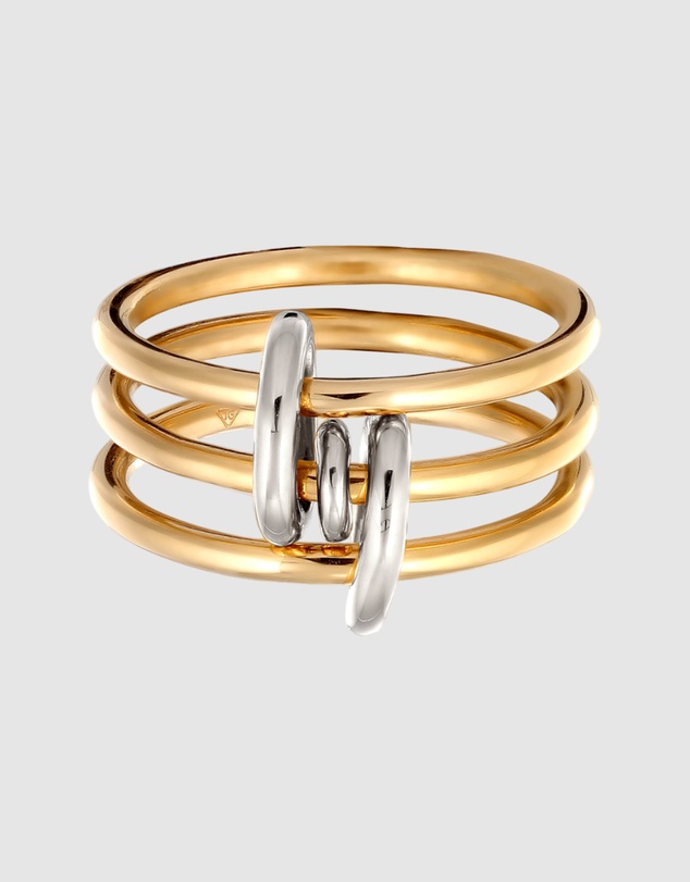 Elli Jewelry - Ring Trio Bicolor 925 Sterling Silver Gold-Plated