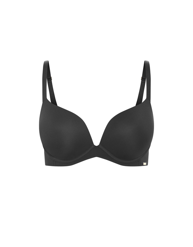 City Chic - Plus size Luxe Microfibre Plunge T-Shirt Bra - black