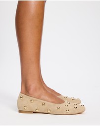 AERE - Studded Suede Ballet Flats
