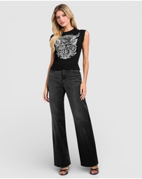 GUESS - Rocker Rose Smocked T-Shirt