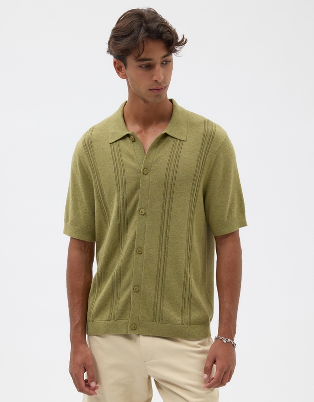 AERE - Silk Blend Textured Stripe Knit Shirt