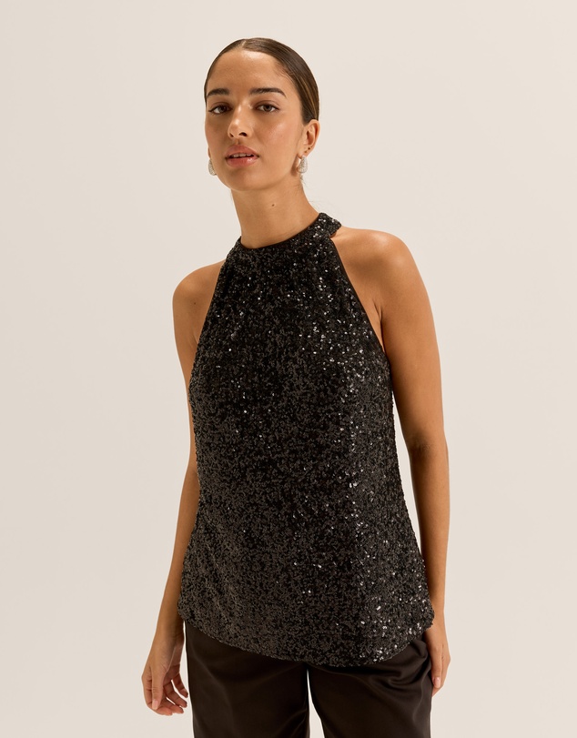 Review - Sasha Sequin Halter Top