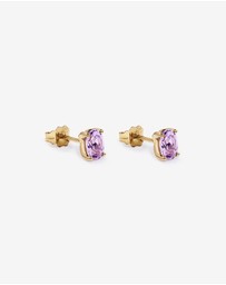 Michael Hill - Oval Rose Amethyst Stud Earrings in 10kt Yellow Gold