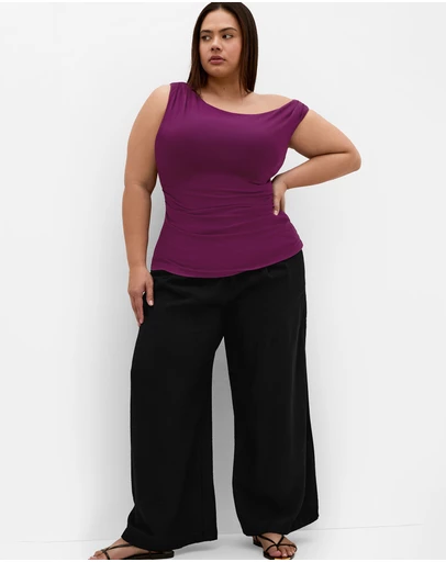 City Chic - Plus size Ella Off Shoulder Top - boysenberry
