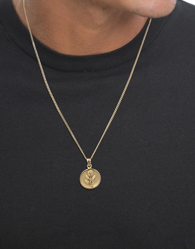 Kuzzoi - ICONIC EXCLUSIVE - Rose Relief Pendant Necklace in Gold-Plated 925 Silver
