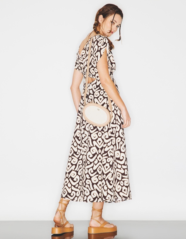 Country Road - Print Gathered Sleeve Maxi Dress