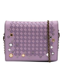 Pre-Loved by Azura Reborn - Pre-Loved Nappa Intrecciato Studded Wallet on Chain