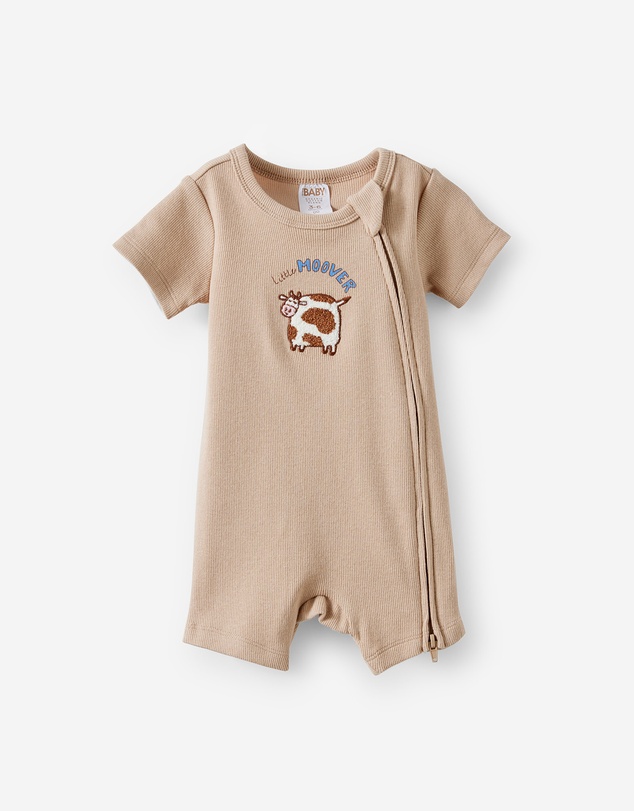 Cotton On Kids - Growie Short Sleeve Zip Romper