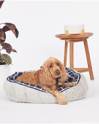 Mog & Bone - 4 Seasons Reversible Circular Dog Bed - Navy Check Print