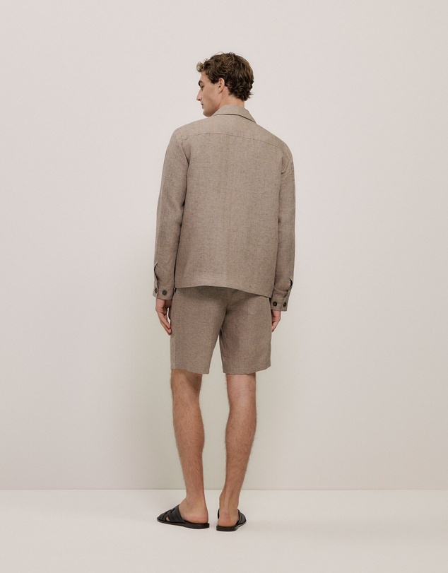 Trenery - Yarn Dyed Linen Twin Pocket Jacket in Otter